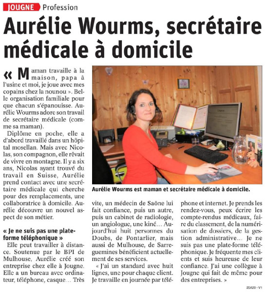 Aurélie Wourms, secrétaire médicale à domicile